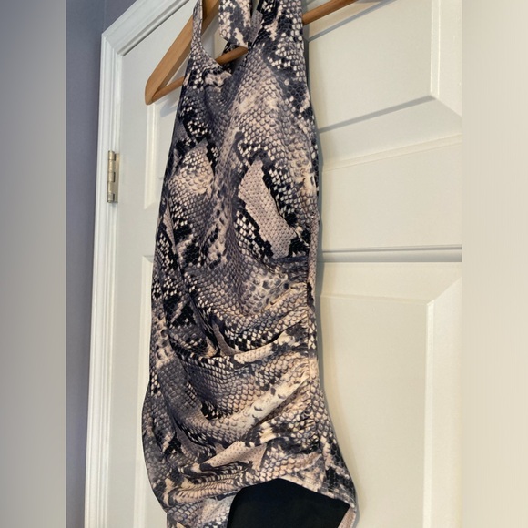 Calvin Klein One- Piece Snake Print High Neck Halter Swimsuit 10 - Picture 2 of 15